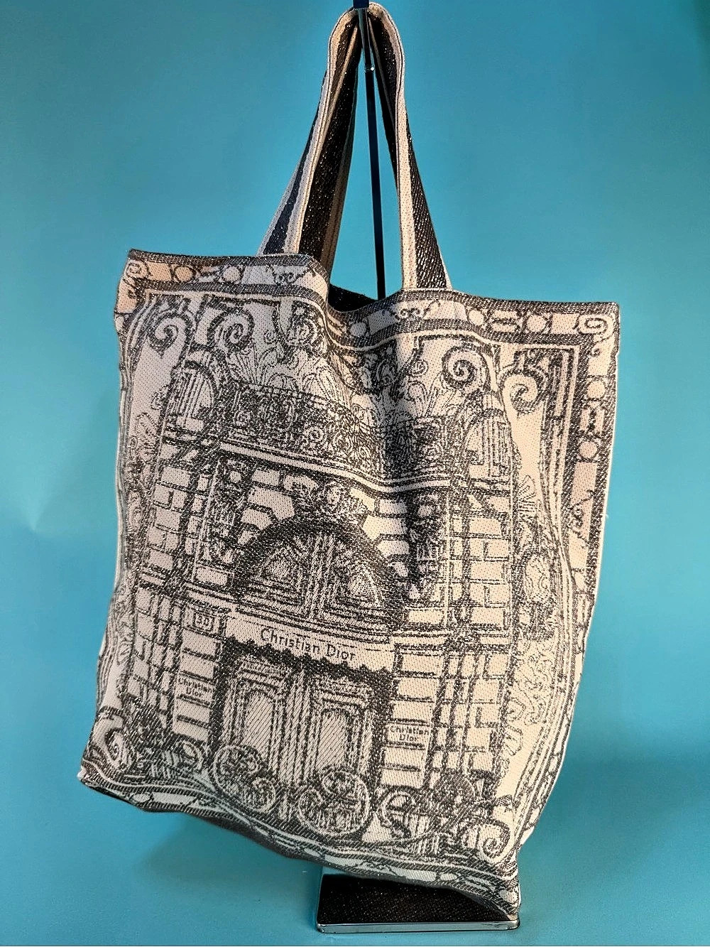 Christian Dior 30 Montaigne Canvas Tote in Gray & Black